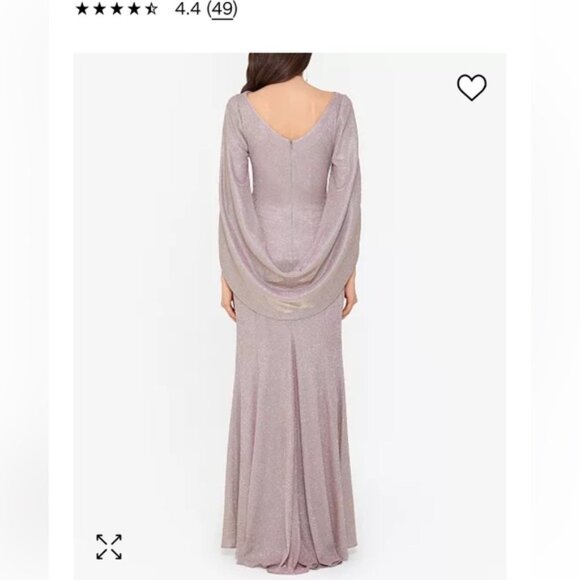 Betsy& Adam Glitter Drape- Back Cape Gown - Picture 2 of 3